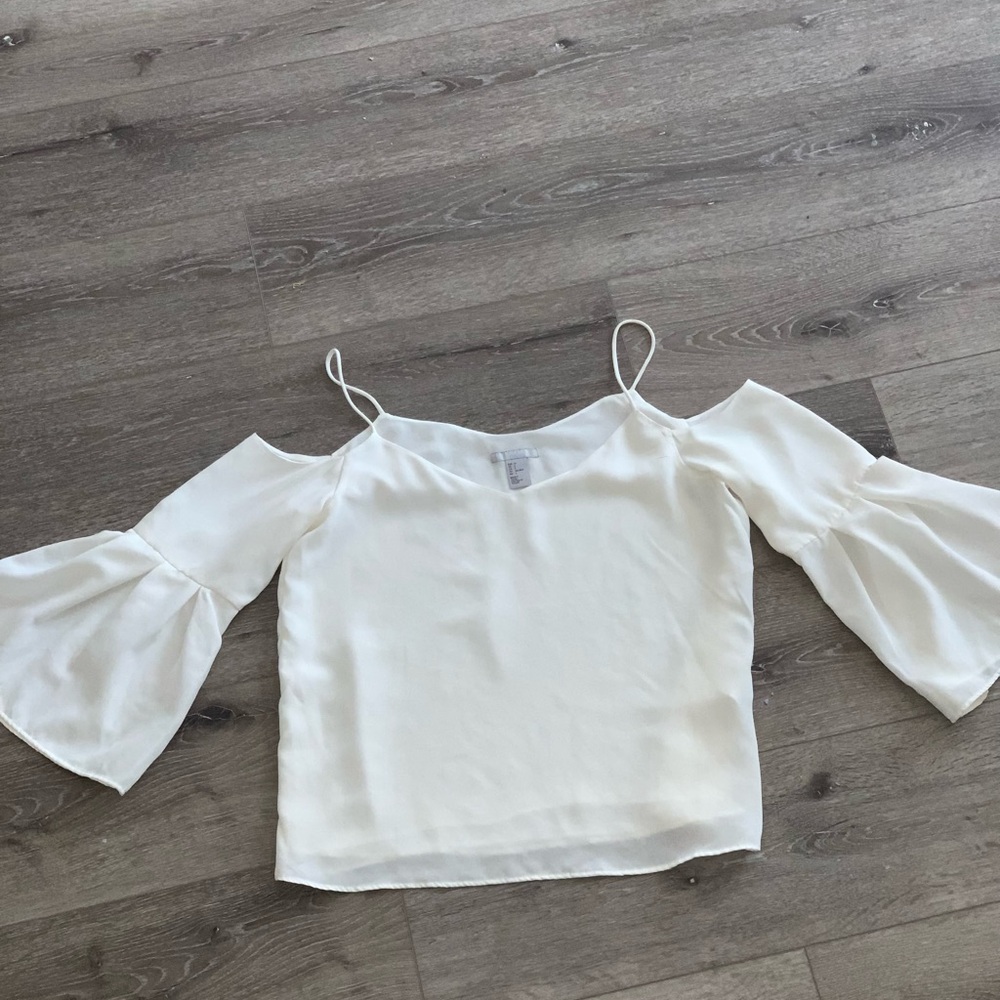 H&M White Cold-Shoulder Spaghetti Strap Camisole size 2